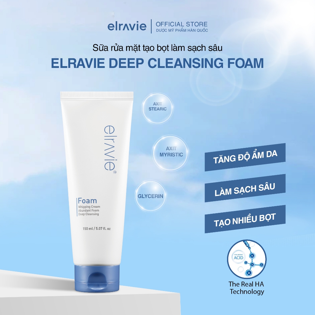 Sữa Rửa Mặt Elravie Deep Cleansing Perfect Foam Tạo Bọt Làm Sạch Sâu Dưỡng Ẩm Dịu Nhẹ 150ml_thumbnail_8