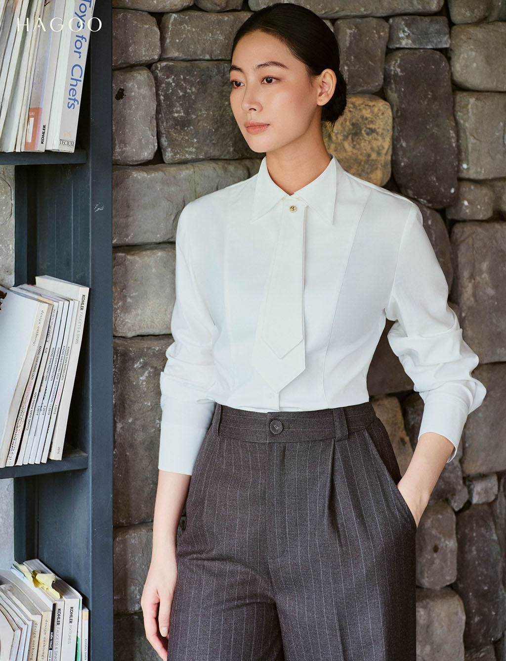 Áo sơ mi dài tay cà vạt rời