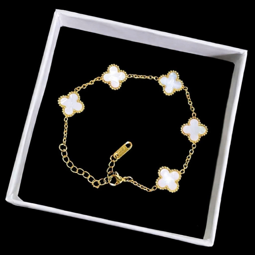 Vòng tay van cleef đá trắng lớn màu vàng_thumbnail_3