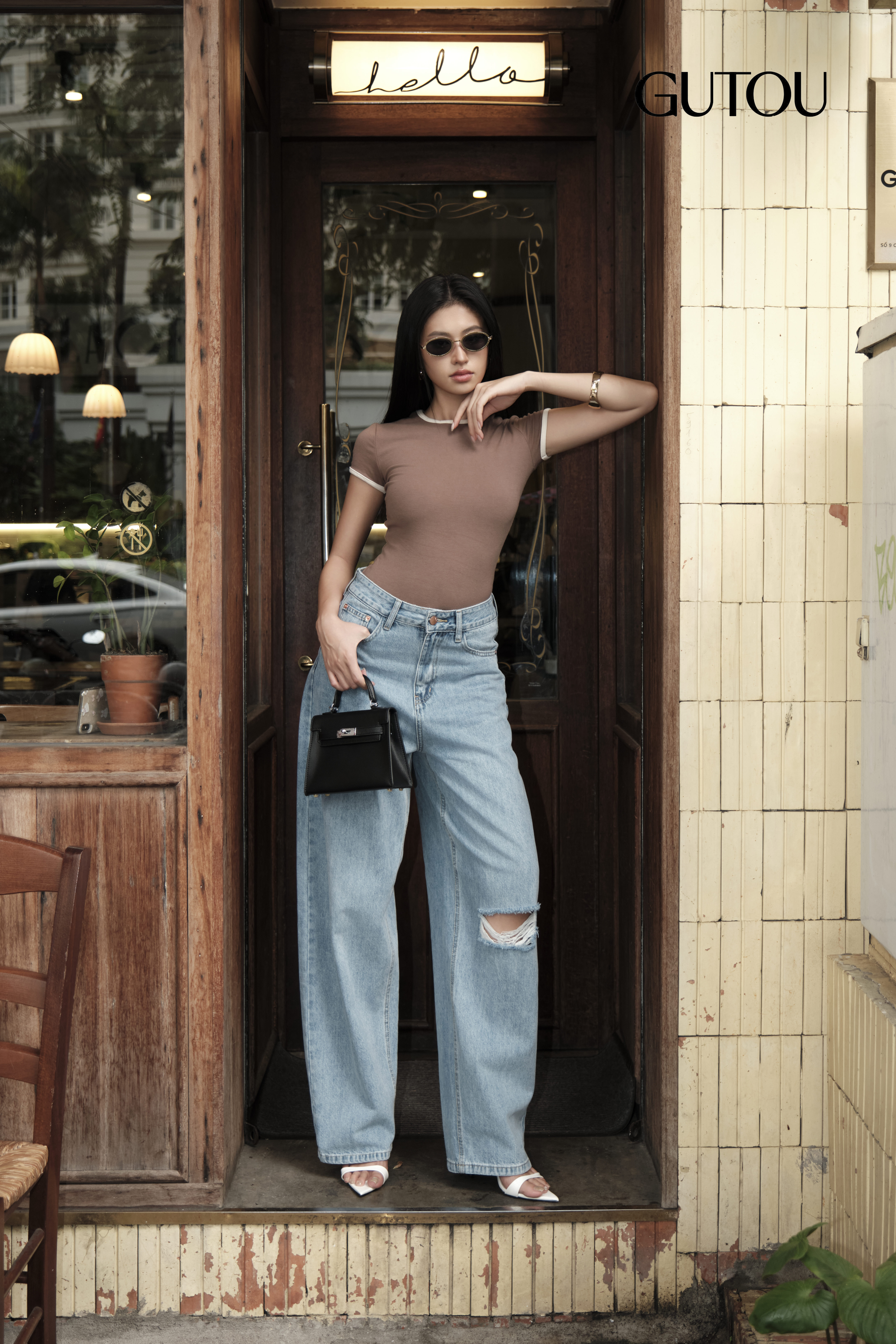 [ GUTOU ] Quần Jean Baggy Rách Gối Hekehego