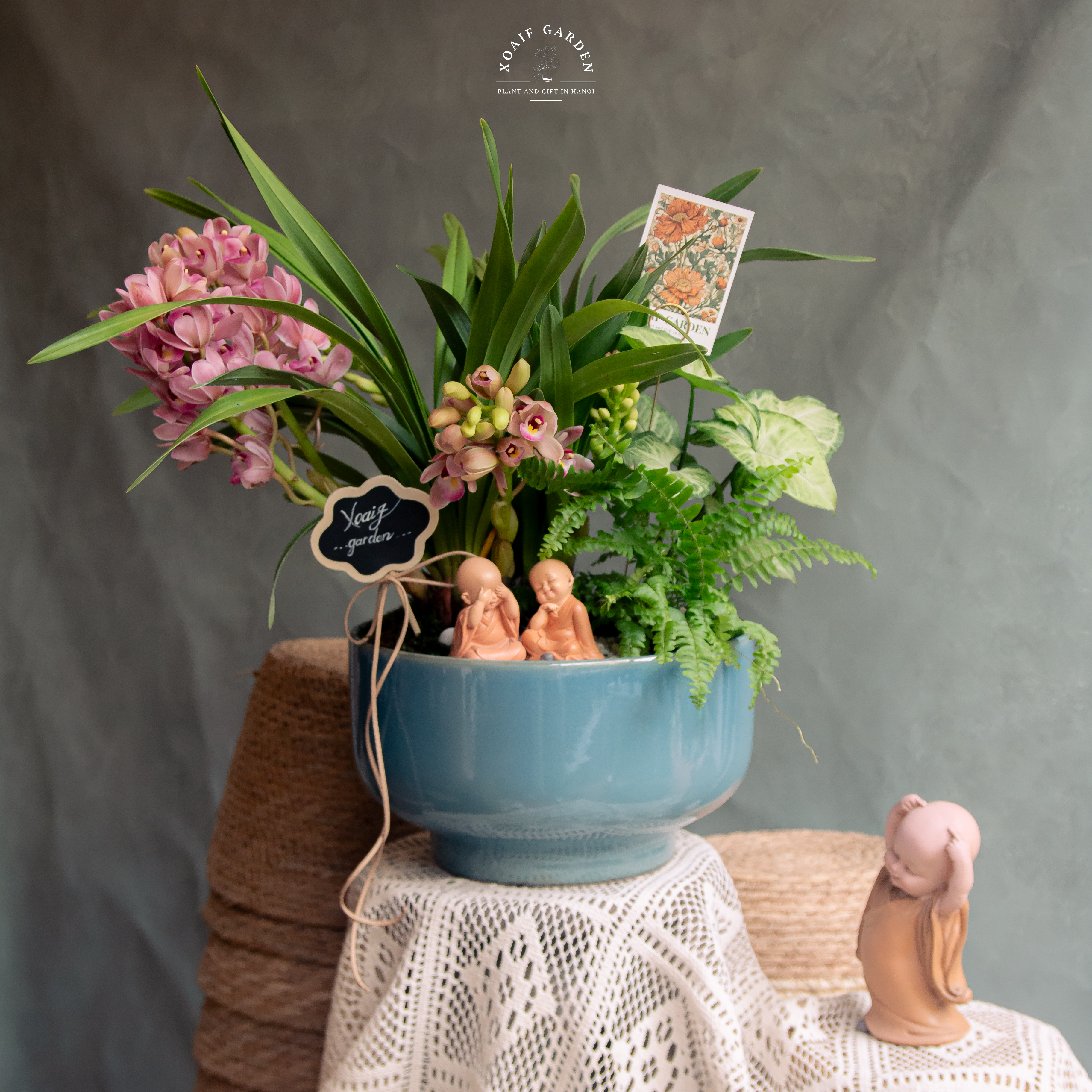 SET ĐỊA LAN MIX PHONG THỦY CAO CẤP XANH DƯƠNG