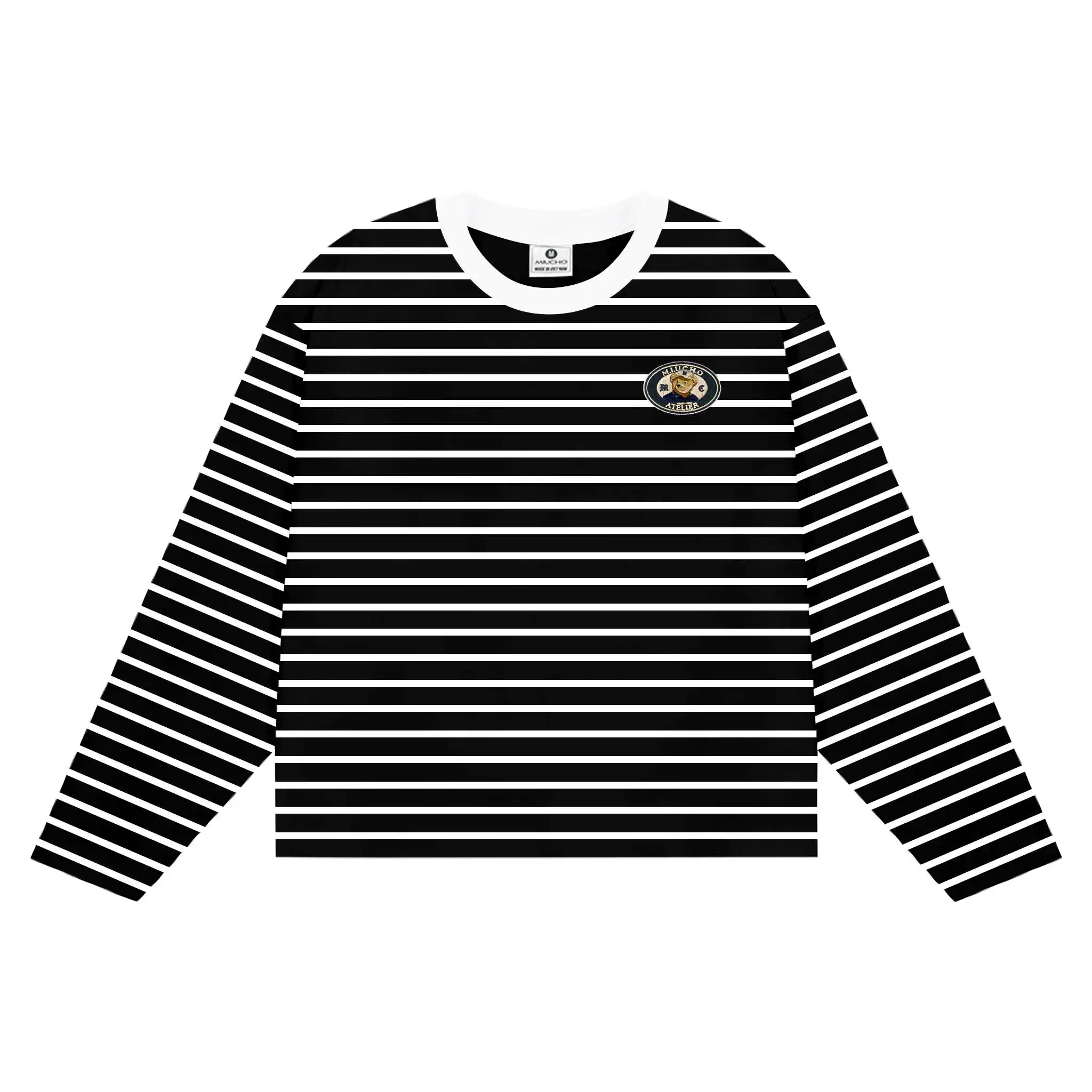 Áo thun boxy nữ Miucho vải bo rip thoáng mát tay dài kẻ sọc cổ tròn hình nhỏ basic in mix 2706_thumbnail_2