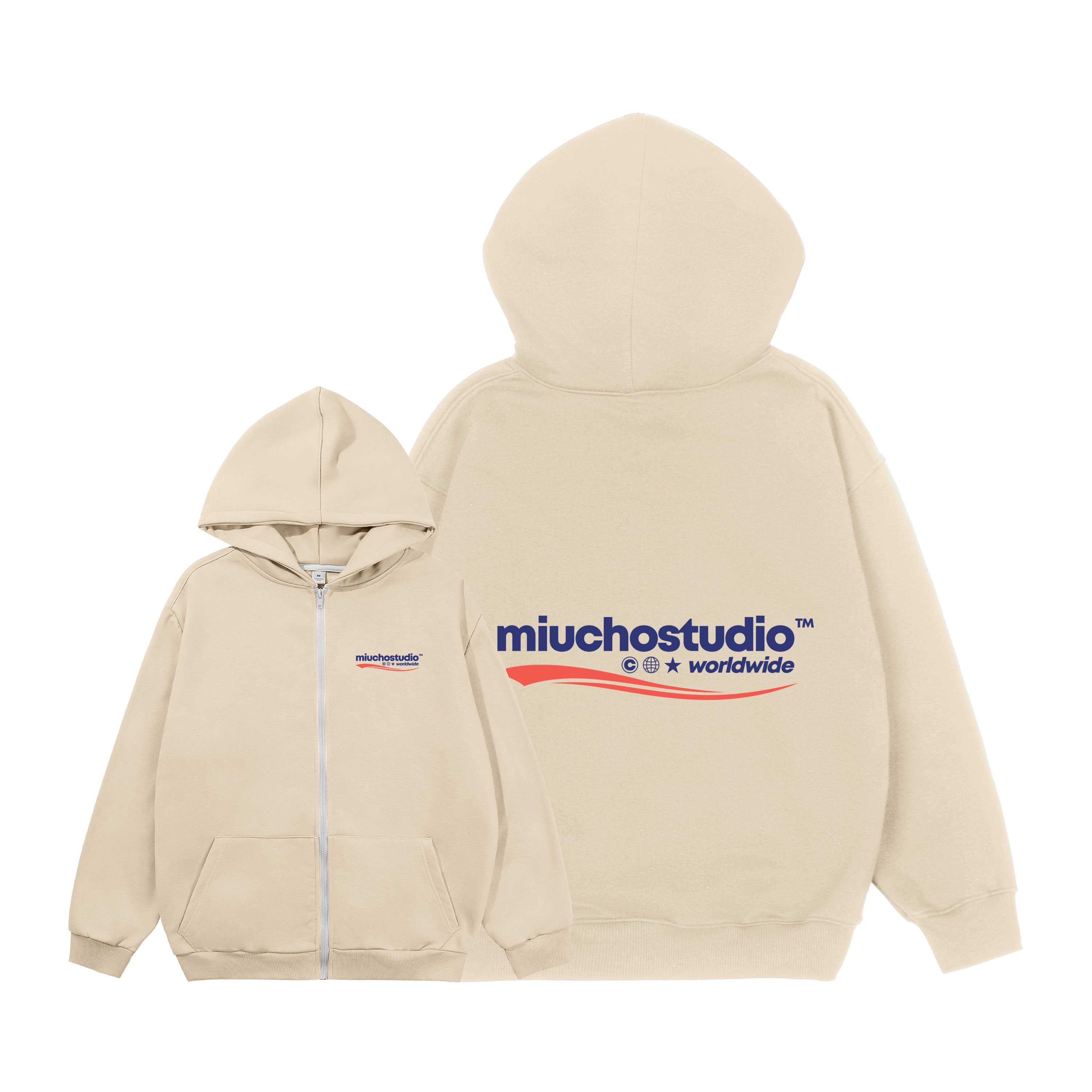 Áo hoodie zip local brand form rộng vải nỉ chân cua HZD1637 Miucho in typography_thumbnail_0