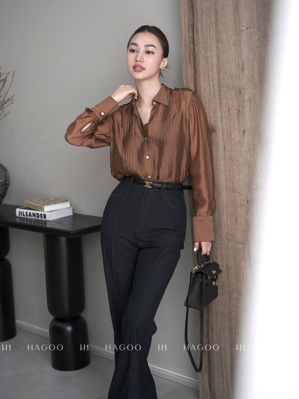 Quần âu soft denim dáng loe HAGOO