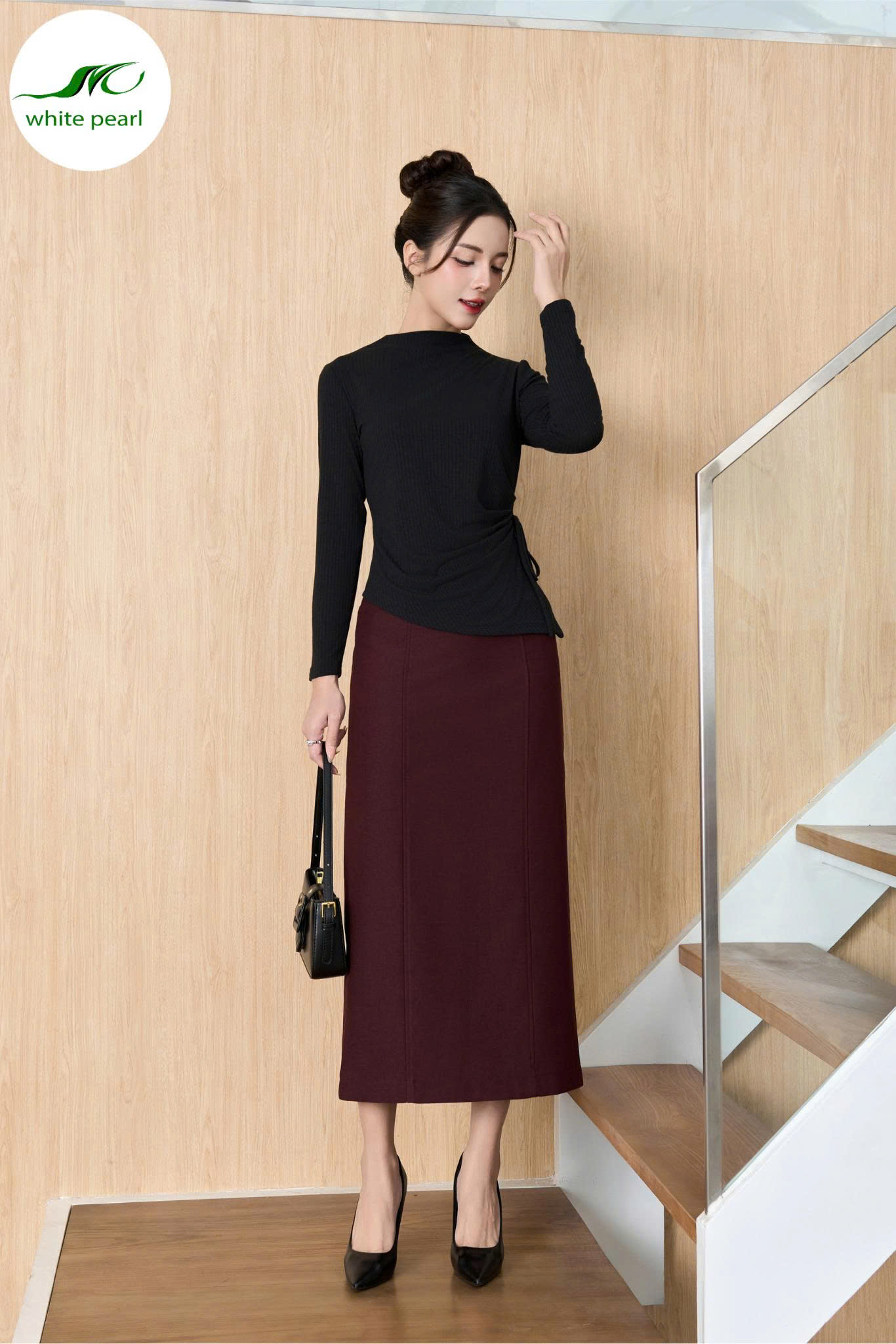 Áo thun dún eo Thời Trang Công Sở Nữ White Pearl