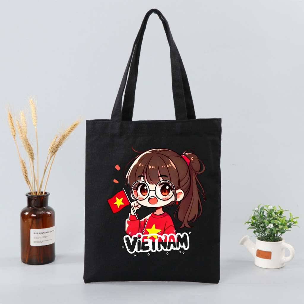 Túi tote in hình Cô gái - Túi vải canvas kích thước 33x37cm đựng vừa A4  và laptop - TOTE23_thumbnail_13