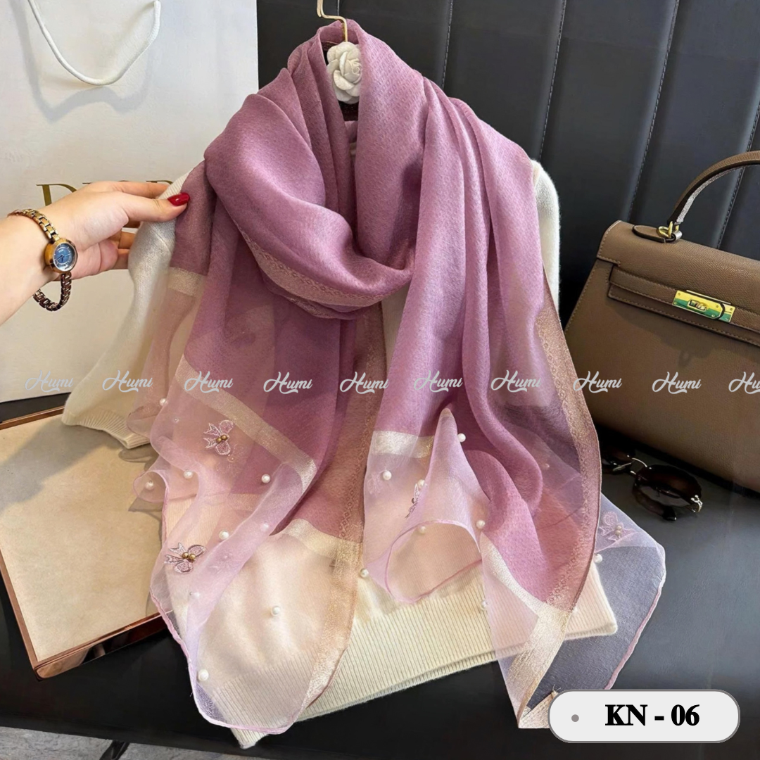 KHĂN TƠ ĐÍNH NƠ (KN-06 HỒNG RUỐC)