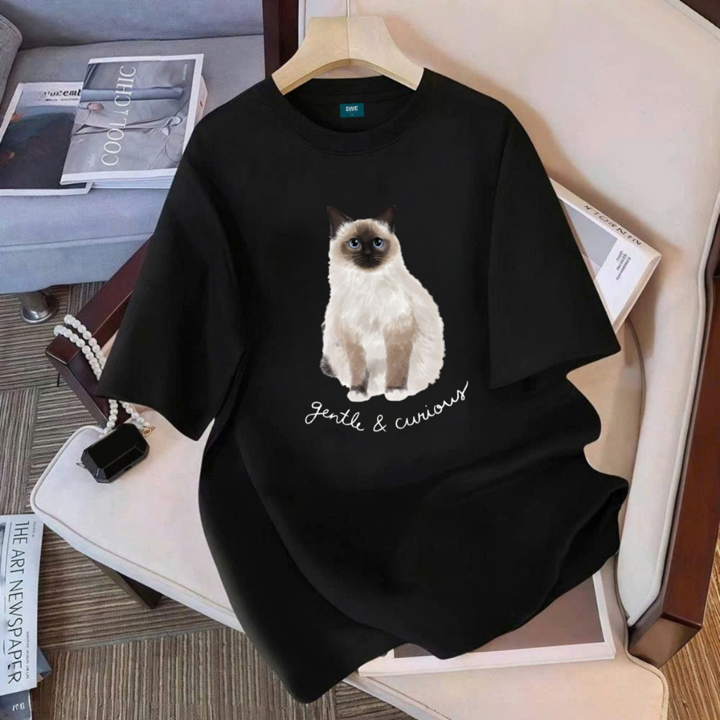 Áo thun unisex UX30-1171 mèo trắng gentle&curious dáng oversized local brand WETEE_thumbnail_2