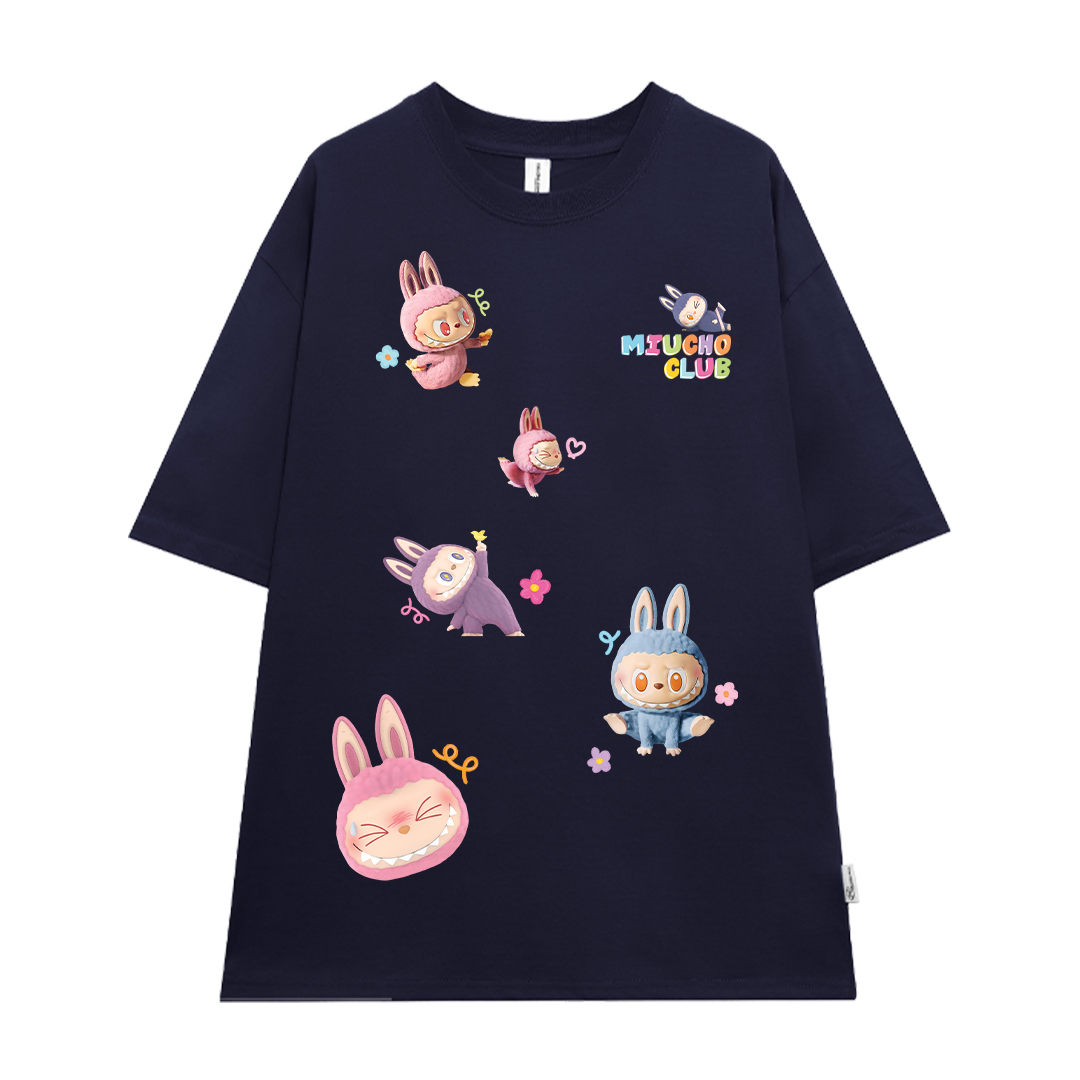 Áo phông labubu form rộng nhiều màu ATD1450 Miucho vải cotton cổ tròn in mix_thumbnail_17