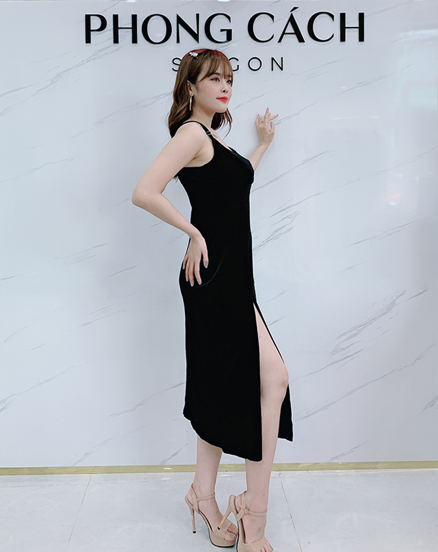 Đầm Nhung thiết kế 2 dây xẻ đùi_thumbnail_5