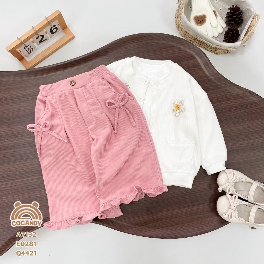 Quần dài nhung HỒNG gấu bèo túi nơ_thumbnail_2