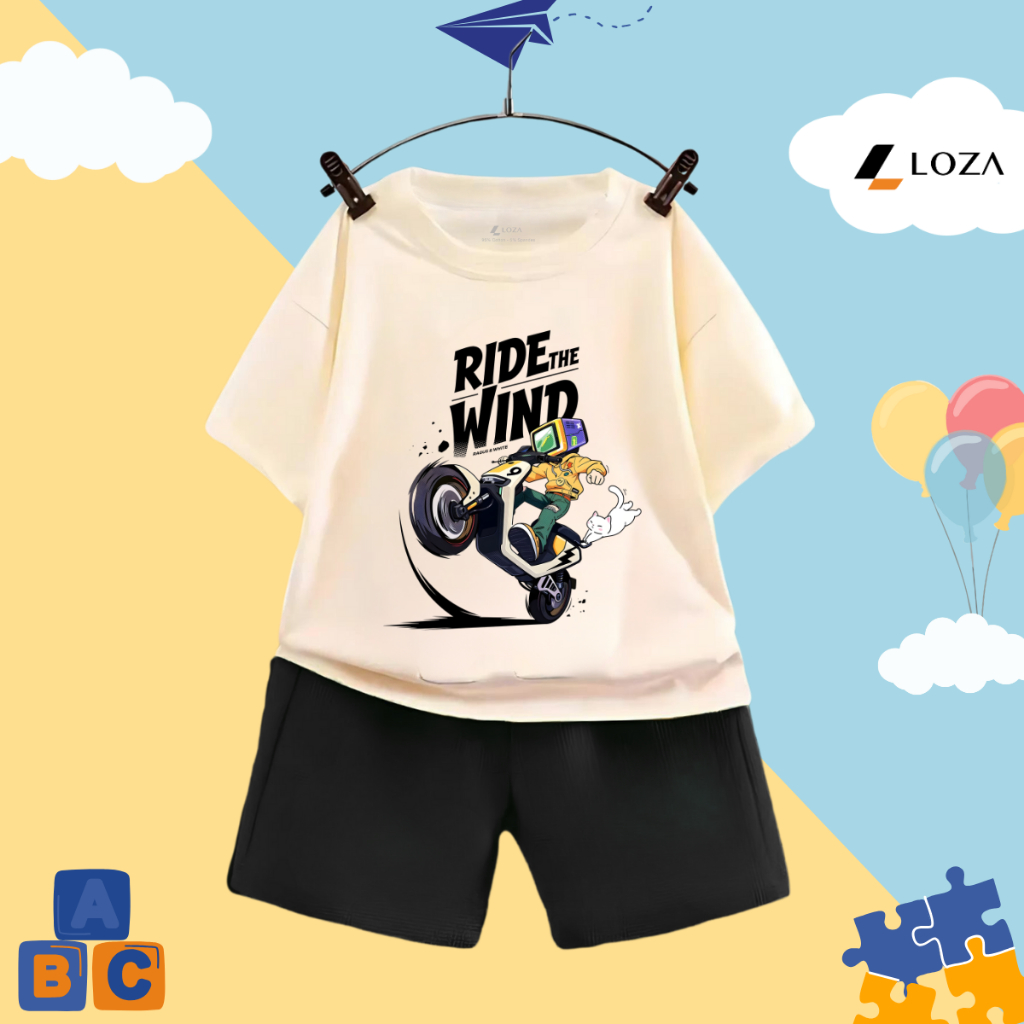 Set đồ bé trai hình RIDE THE WIND - Loza Kids SB603_thumbnail_2