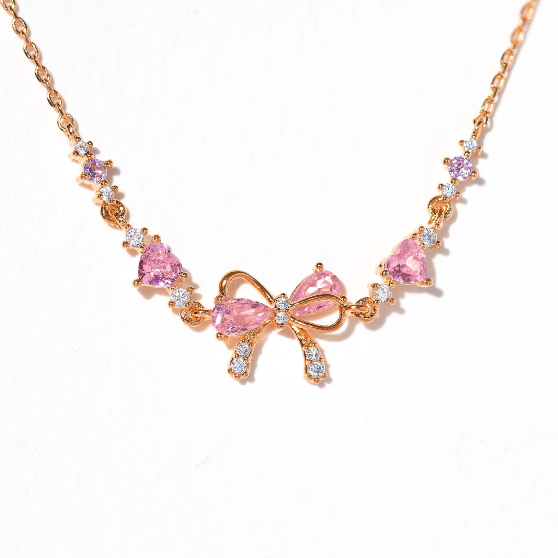 Dây chuyển Charm nơ đính đá trái tim_thumbnail_2