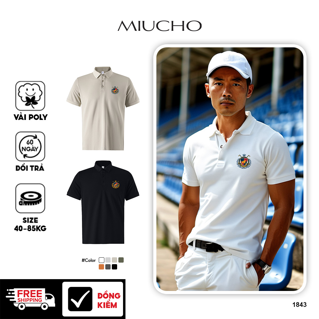 Áo polo nam form vừa regular vải cá sấu đứng form thoáng mát 1843 Miucho Iconic in artwork_thumbnail_1