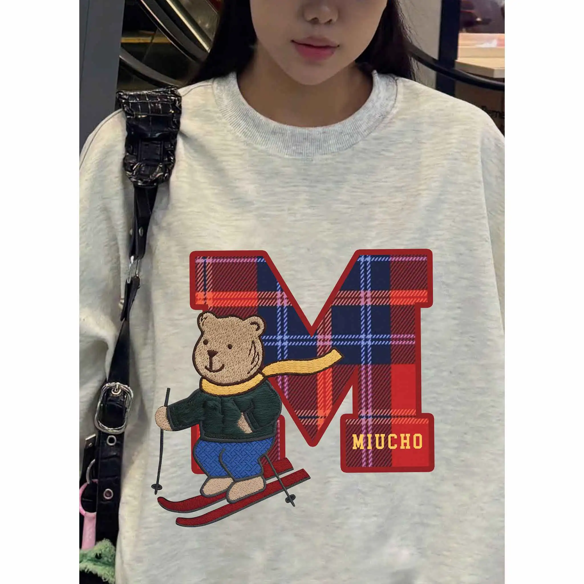 Áo Sweater boxy unisex Miucho nỉ 2 da cao cấp thấm hút tốt chuẩn form chữ M gấu teddy 2791_thumbnail_4