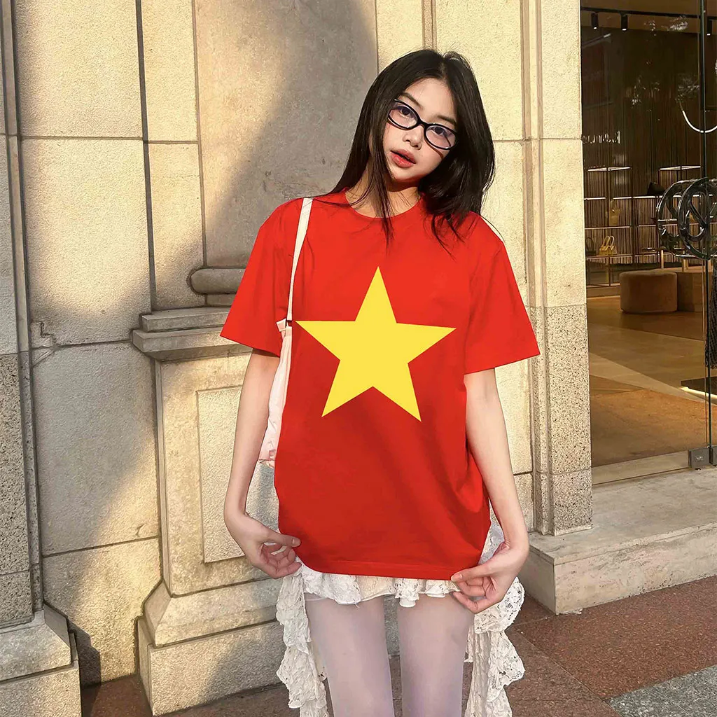 Áo thun Việt Nam cờ đỏ sao vàng ATD2463 Miucho form rộng vải cotton thoáng mát in basic_thumbnail_4