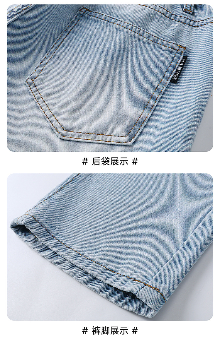 2025Quần jean nam thẳng màu nhạt mùa thu phong cách MỹcleanfitQuần crop đa năng có thiết kế sọc wash_thumbnail_2