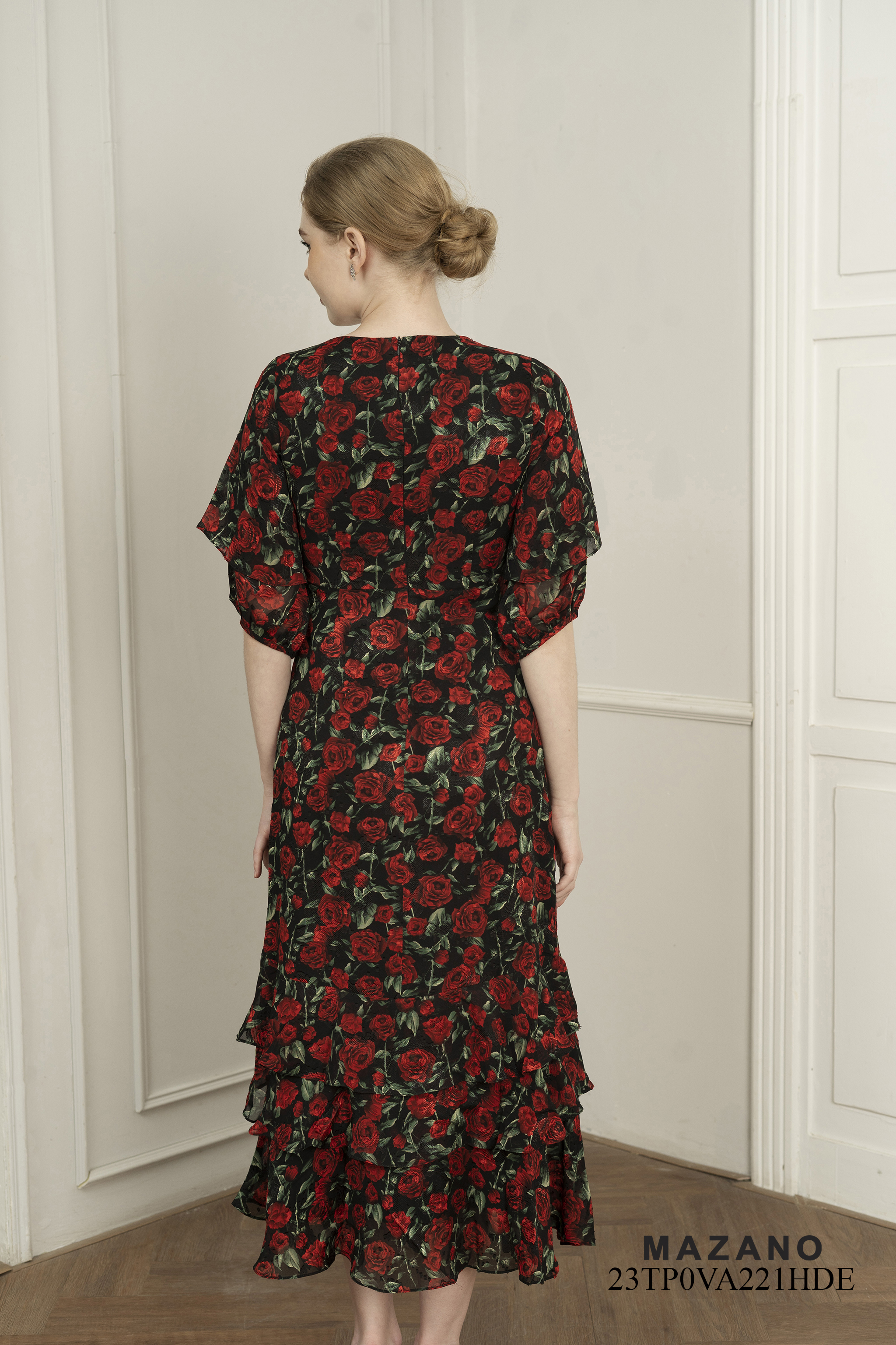 Đầm dài dự tiệc phối bèo đính hoa sang trọng_thumbnail_4