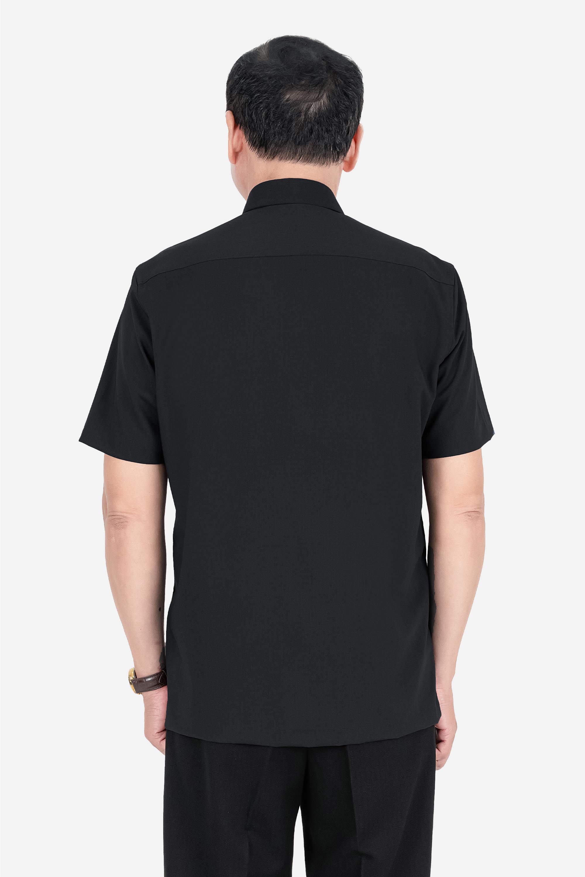 Áo Sơ Mi Trơn Cộc Tay Nam Trung Niên ANCHI Chất Liệu Sợi Gỗ Thoáng Mát Màu Xanh Nhạt_thumbnail_53