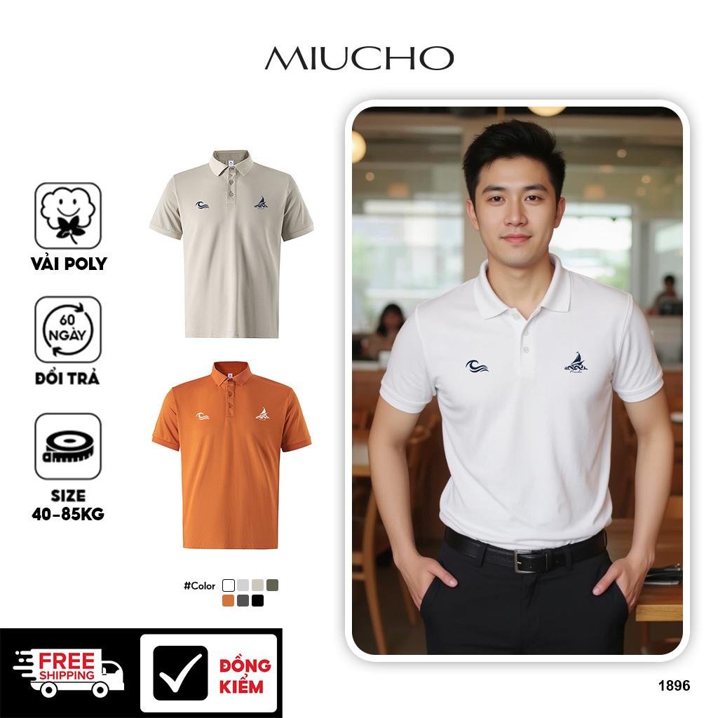 Áo polo nam form vừa 1896 Miucho Iconic vải cá sấu đứng form thoáng mát in artwork_thumbnail_1