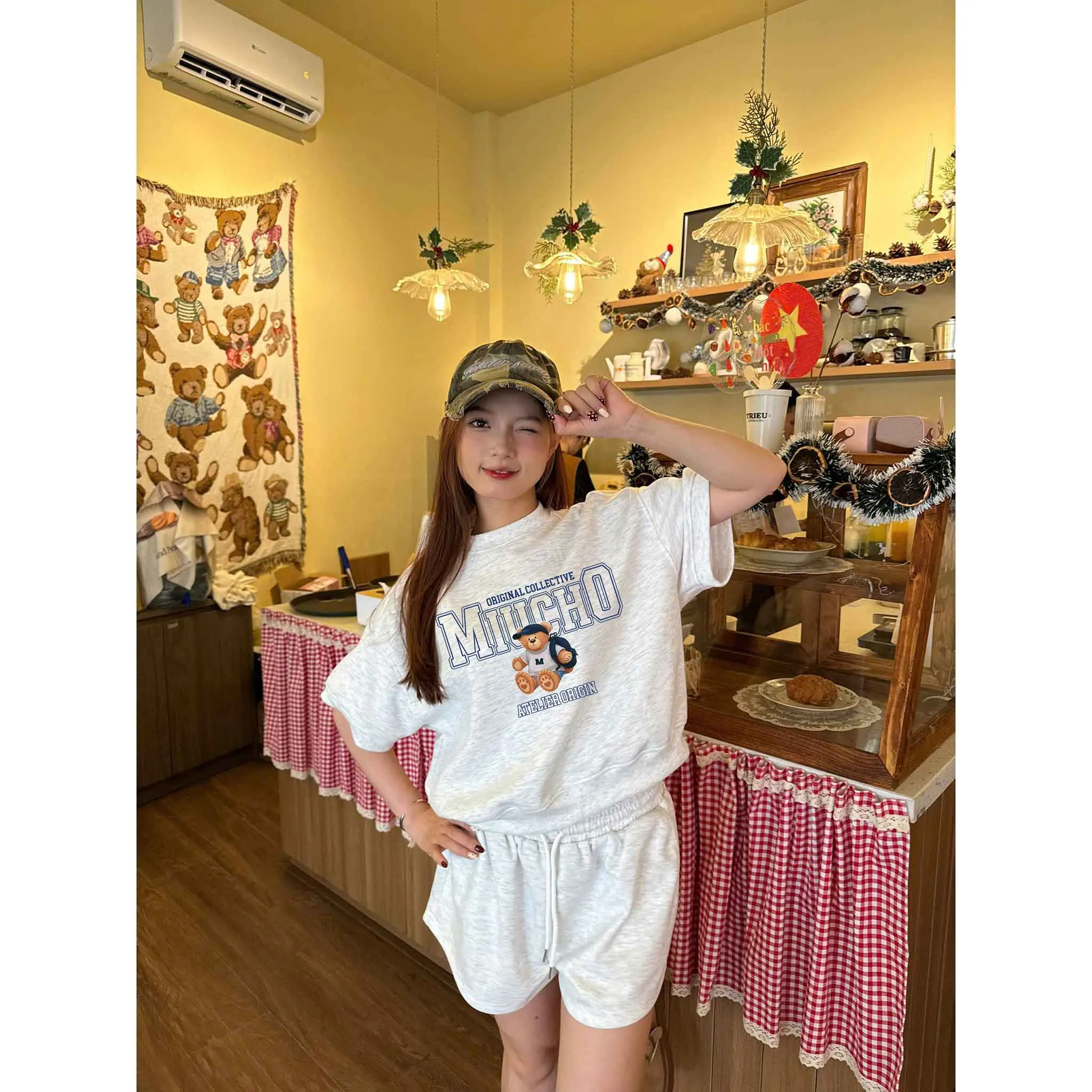 Áo sweater nữ boxy tay ngắn Miucho nỉ 2 da dày dặn thoáng mát cổ tròn hình gấu bông dễ thương 2632_thumbnail_2