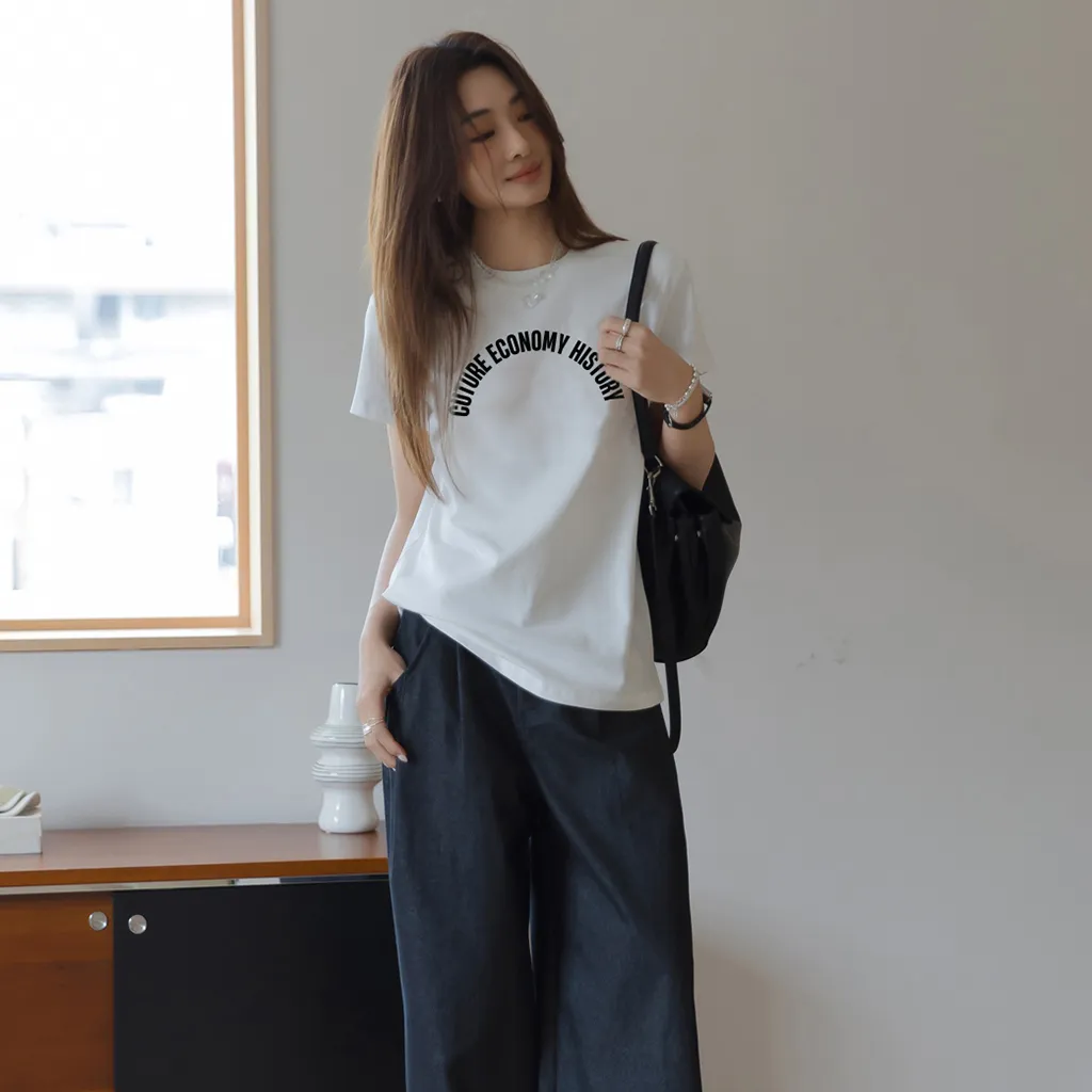 Áo thun form vừa basic in chữ 2527 Miucho Chic vải cotton mềm mại thoáng mát cổ tròn in typography_thumbnail_6