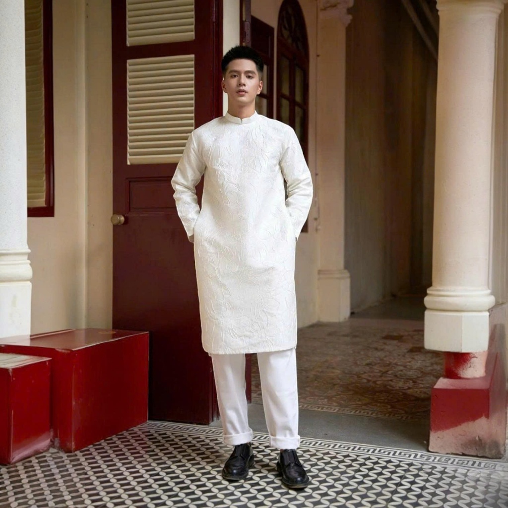 Áo Dài Nam Cách Tân Gấm Vân Dáng Ngắn Khóa Sau N002_thumbnail_1