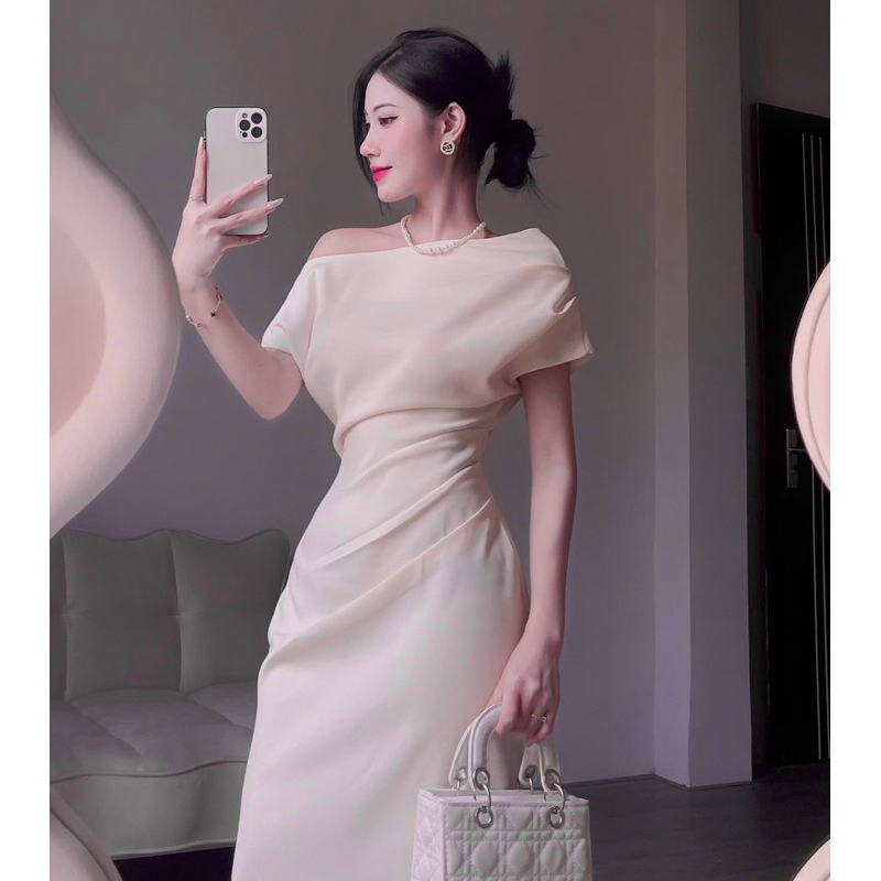 Đầm Đi Tiệc Nữ Dáng Dài Sang Chảnh , Váy Body Lệch Vai Che Khuyết Điểm Logastore_L195_thumbnail_1