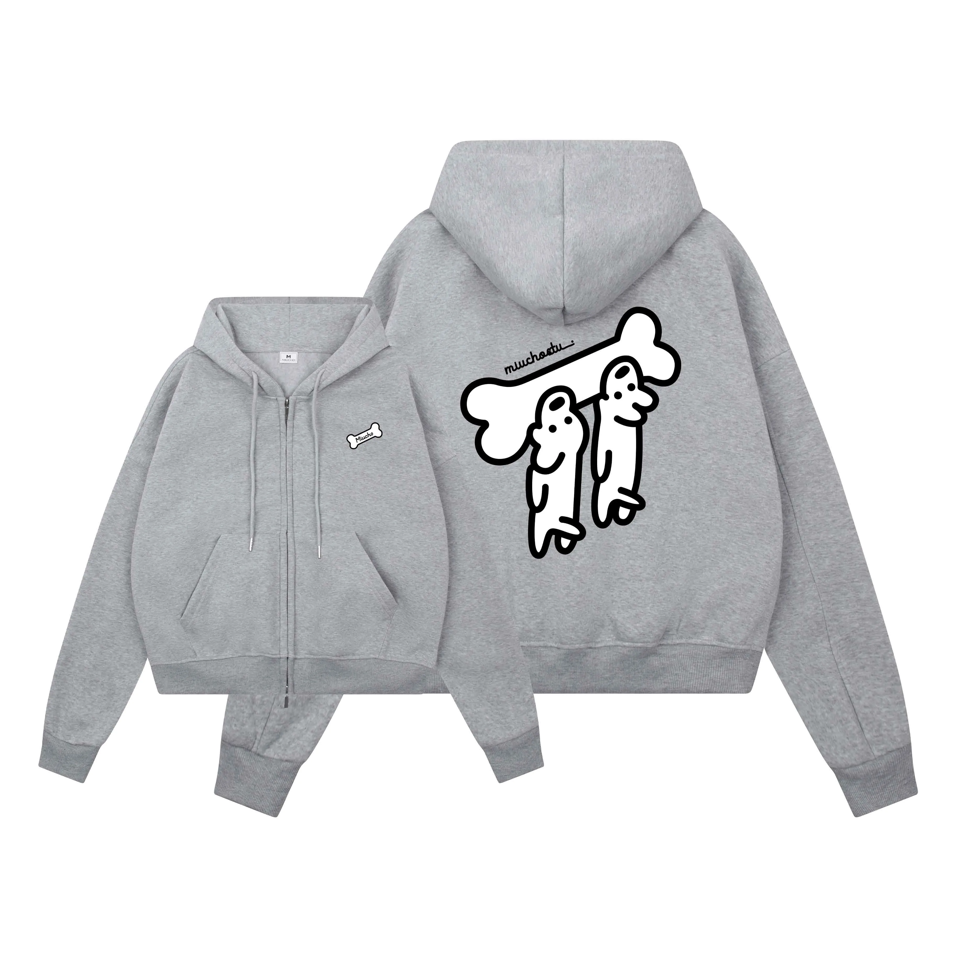 Áo hoodie zip form boxy hình cún dễ thương 2631 Miucho vải nỉ bông dày dặn thoáng mát giữ ấm tốt in mix_thumbnail_0