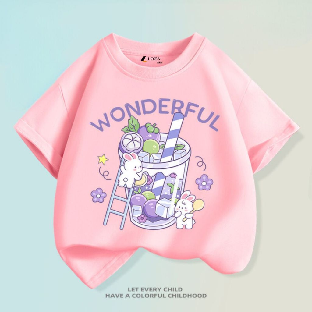 Áo thun bé gái in hình 'thỏ và ly đá' - Loza Kids AT2506_thumbnail_1