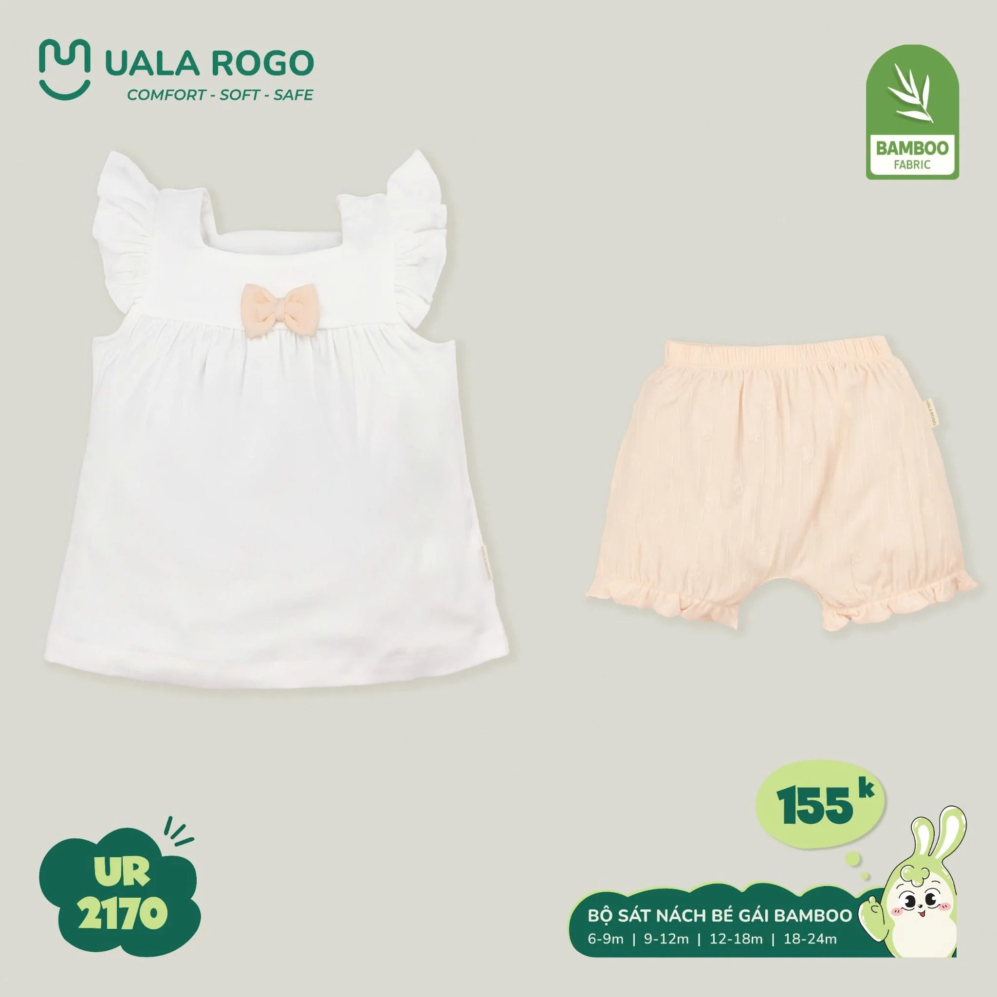 UALAROGO A132Bộ sát nách bé gái Bamboo 2170 155k (12-18m)				_thumbnail_2