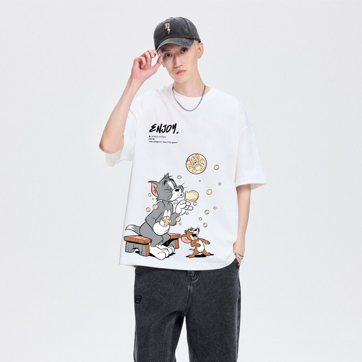 Áo thun unisex UX30-1186 ENJOY Tôm&Jelly thổi bong bóng dáng oversized local brand WETEE_thumbnail_1