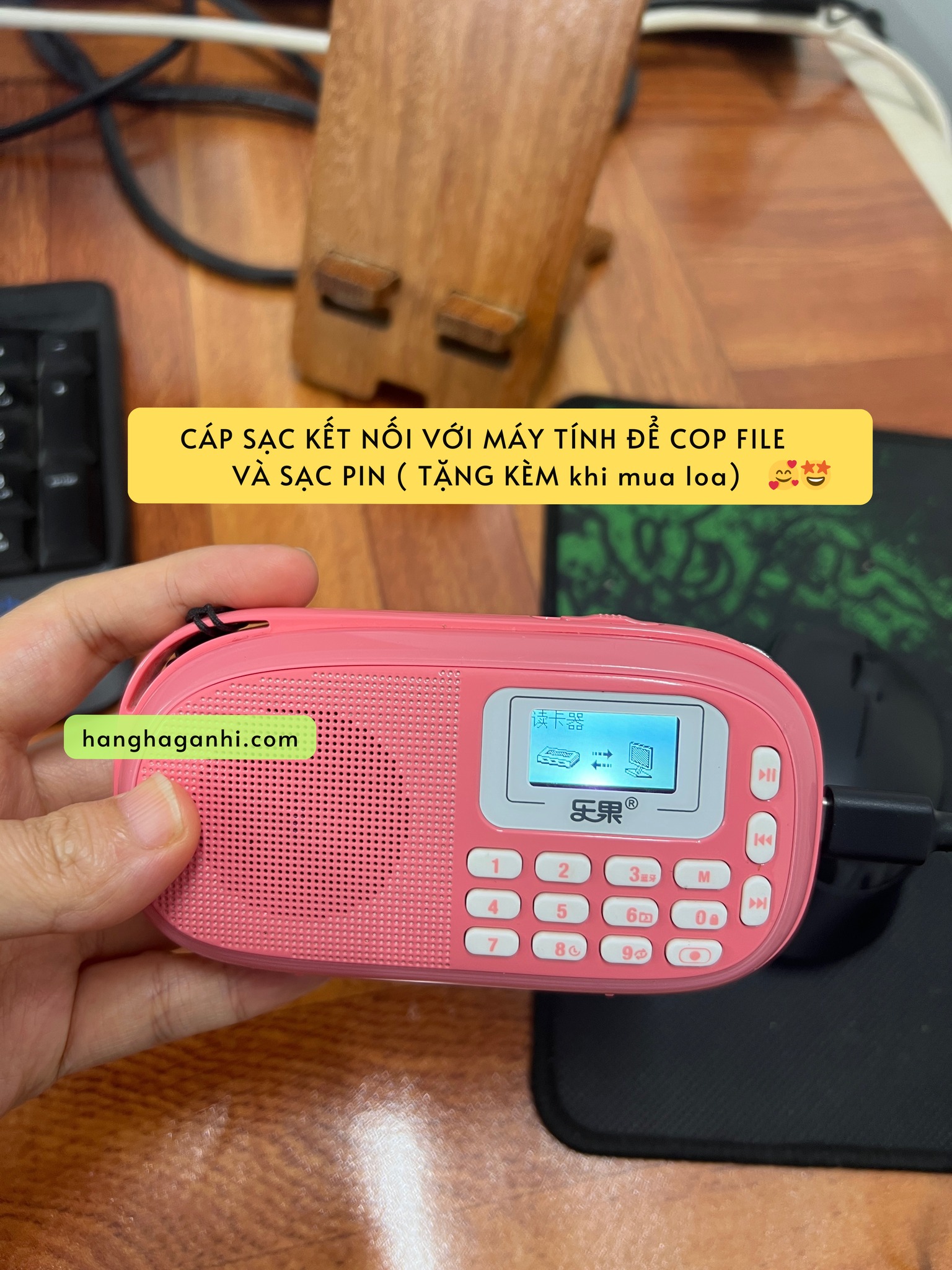 Loa Nogo Q15 hồng kèm thẻ nhớ 8GB, file nghe cho bé_thumbnail_3