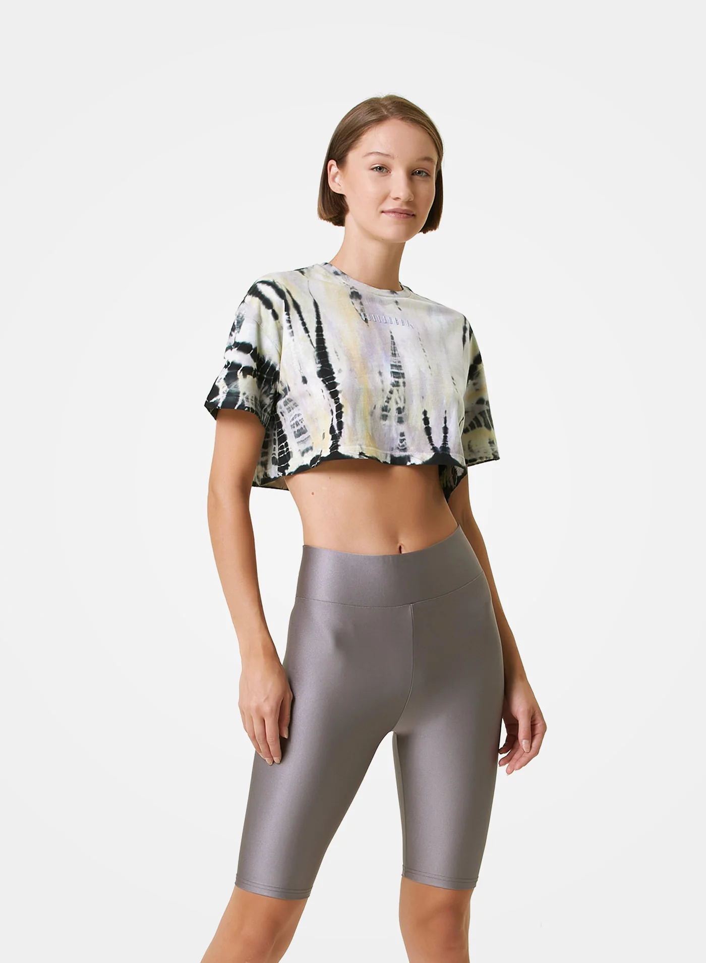 Gray Shiny Biker Leggings