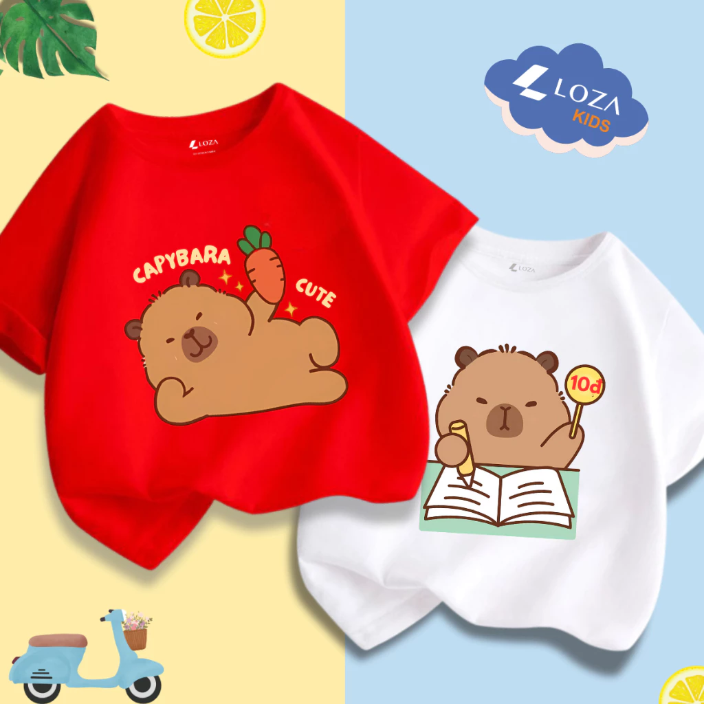 Áo thun bé trai in hình Capybara - Loza Kids CA006