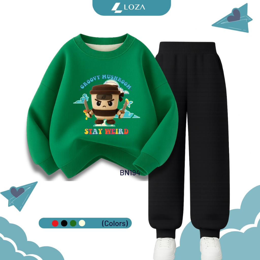 Set bộ nỉ bé trai in Capucinno - Loza Kids BI520