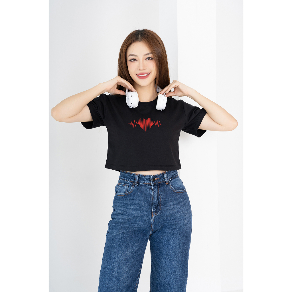 Áo croptop rộng in hình nhịp tim - Áo laptop rộng thời trang chất cotton Loza GT6577_thumbnail_1
