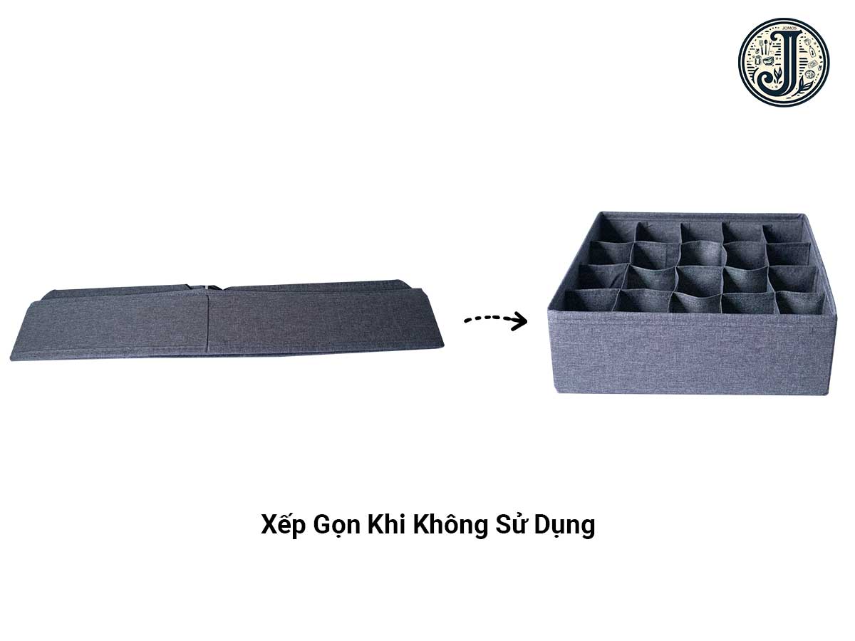 Khay đựng 20 ô xám đồ lót, quần tất chia ngăn gấp gọn J18X_thumbnail_4