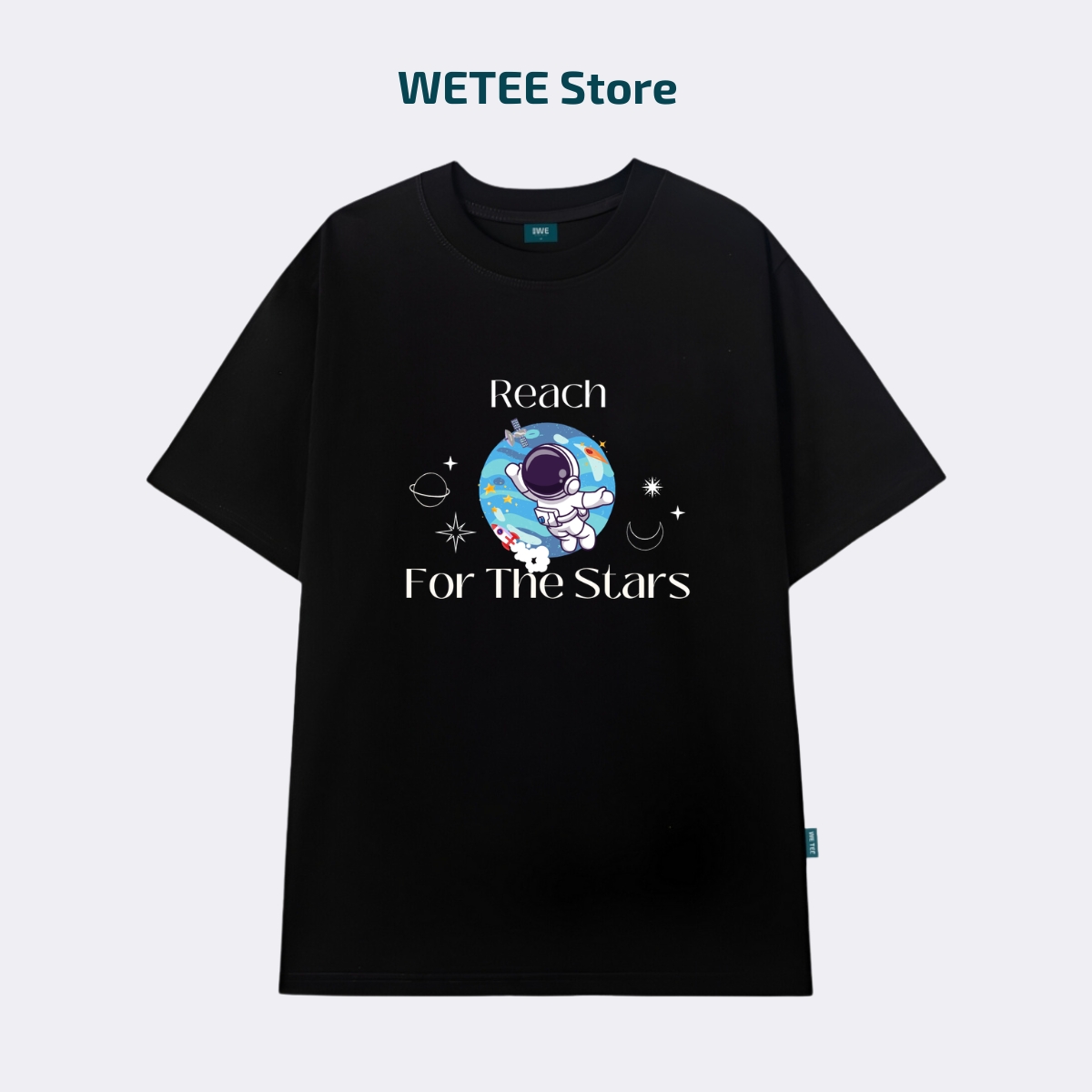 Áo thun oversize nam nữ local brand 𝐖𝐞 𝐓𝐞𝐞 Reach for the stars - WU0826