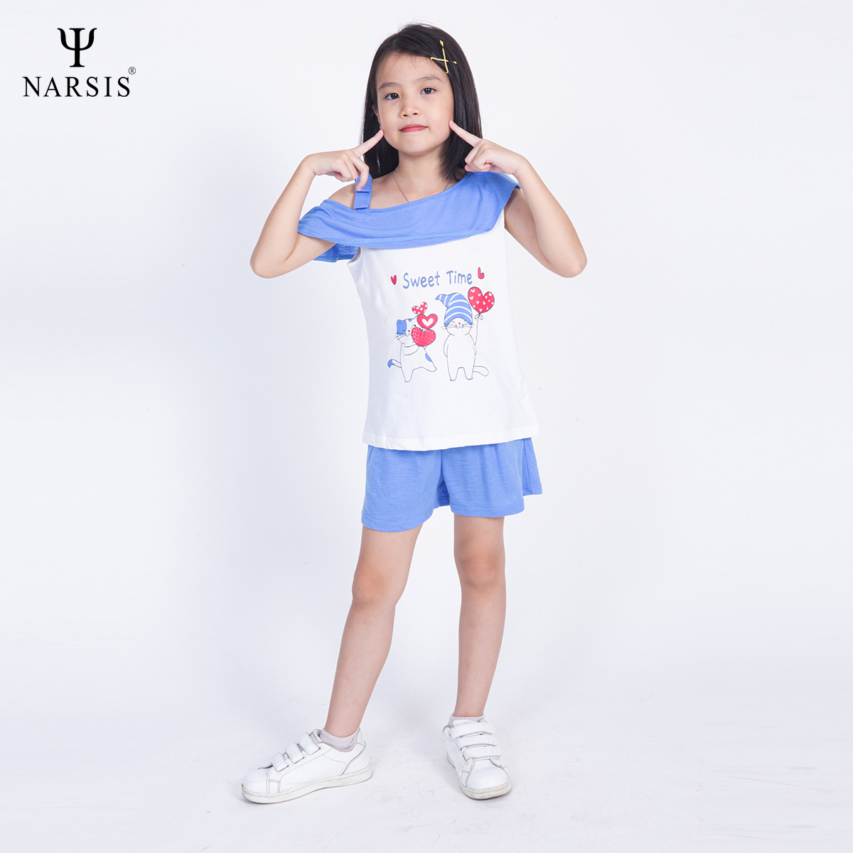 BỘ HÈ BÉ GÁI KM1013 NARSIS CHẤT LIỆU THOÁNG MÁT, DỄ CHỊU, THOẢI MÁI CẢ NGÀY, DỄ VẬN ĐỘNG_thumbnail_2