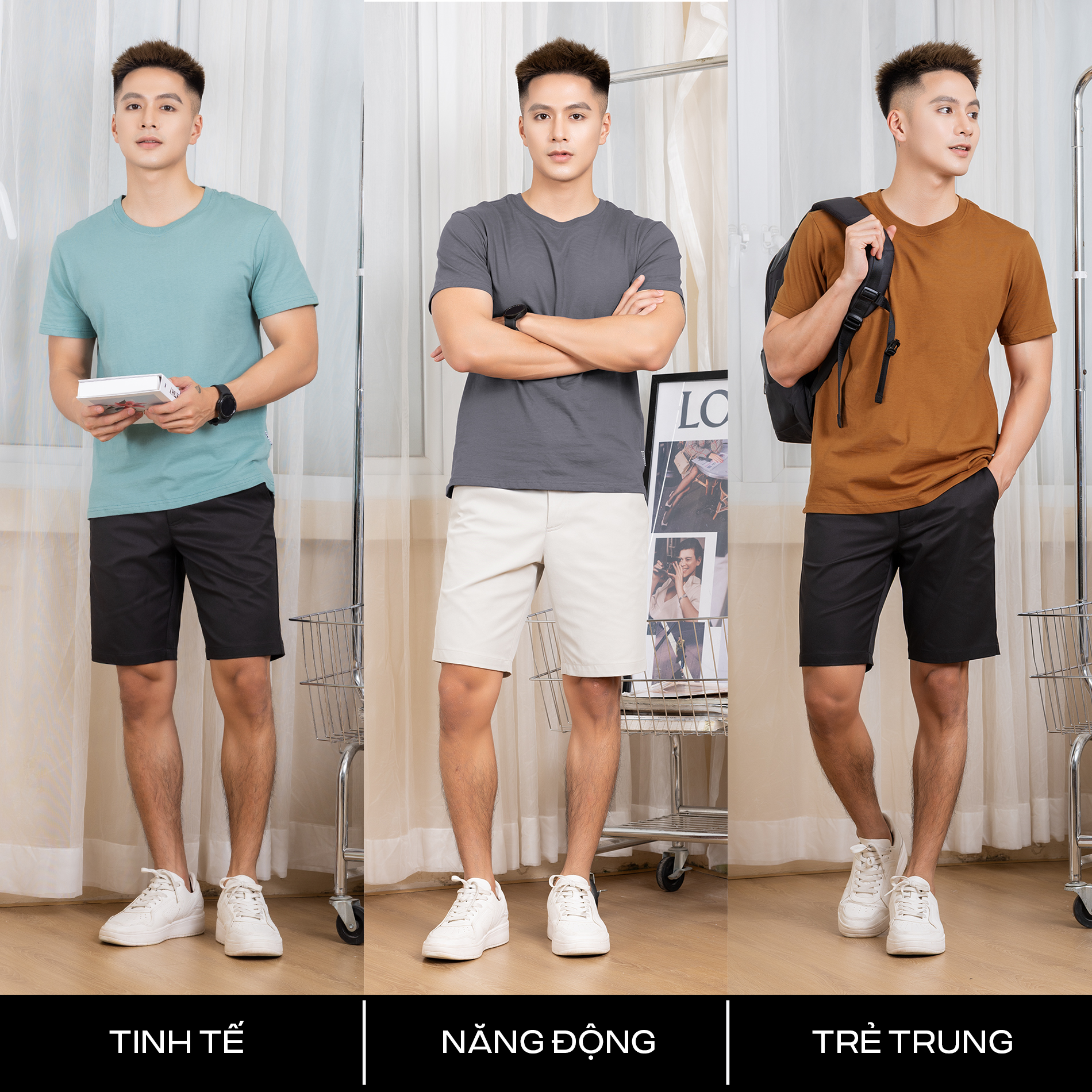 Combo 2 Áo Thun Nam GUZADO Vải Cotton 220gsm CB2GTS05