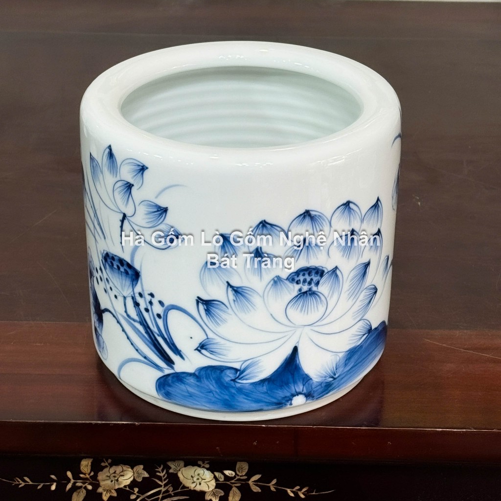 Sen Chàm Vẽ Tay Đồ Thờ Cúng Cao Cấp - Nghệ Nhân Bát Tràng Chế Tác - Bát hương lư hương - bộ đồ cúng_thumbnail_20