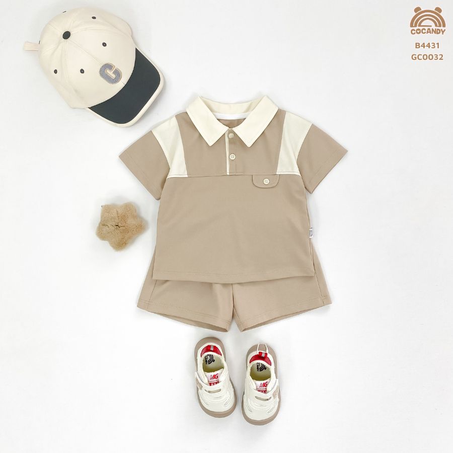 Bộ cộc NÂU polo phối tay nẹp be_thumbnail_1