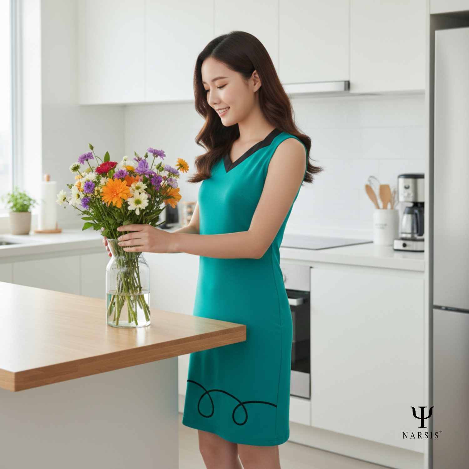 VÁY NỮ KIỂU B3006 NARSIS CHẤT LIỆU THOÁNG MÁT, DỄ CHỊU, THOẢI MÁI CẢ NGÀY, DỄ VẬN ĐỘNG_thumbnail_3