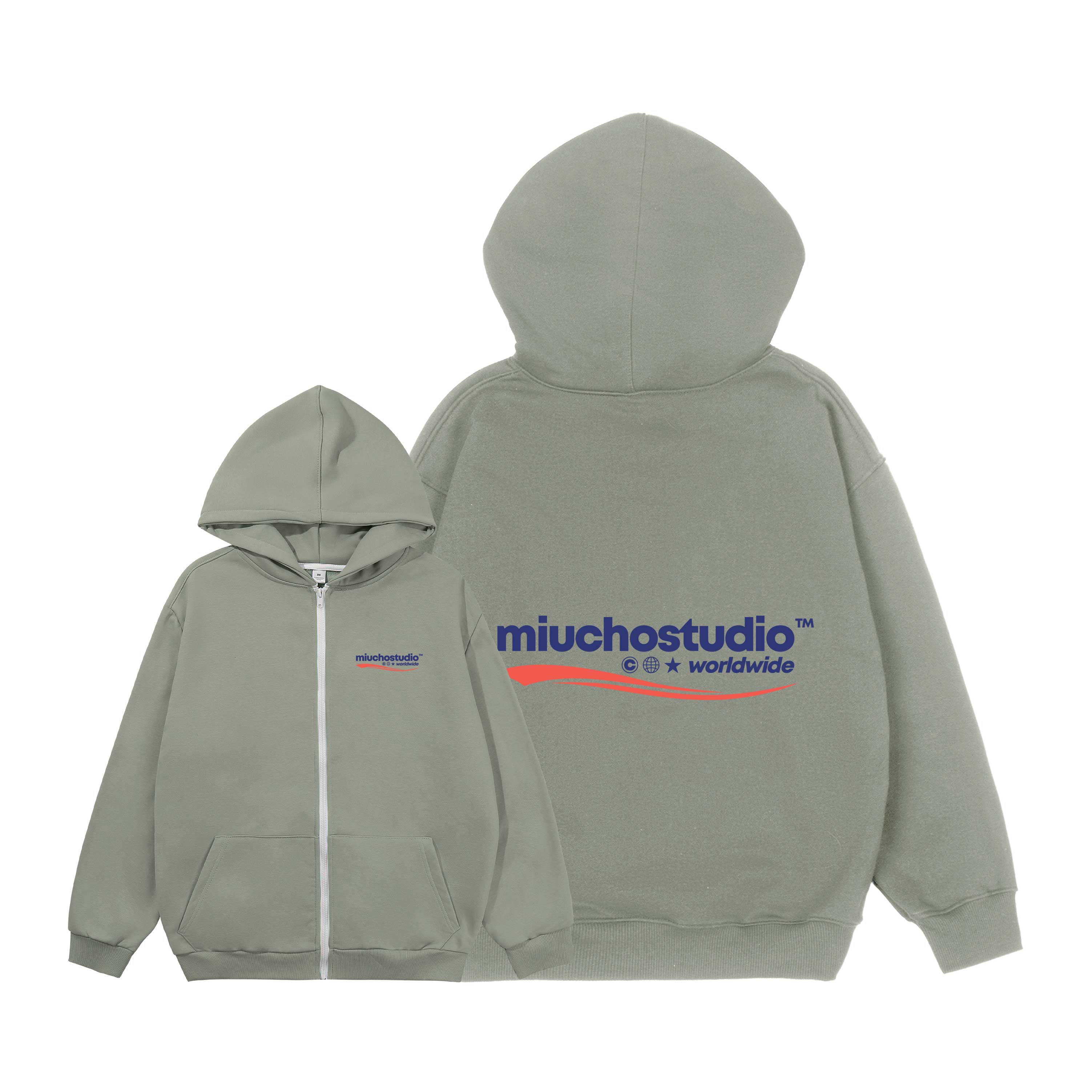 Áo hoodie zip local brand form rộng vải nỉ chân cua HZD1637 Miucho in typography_thumbnail_11