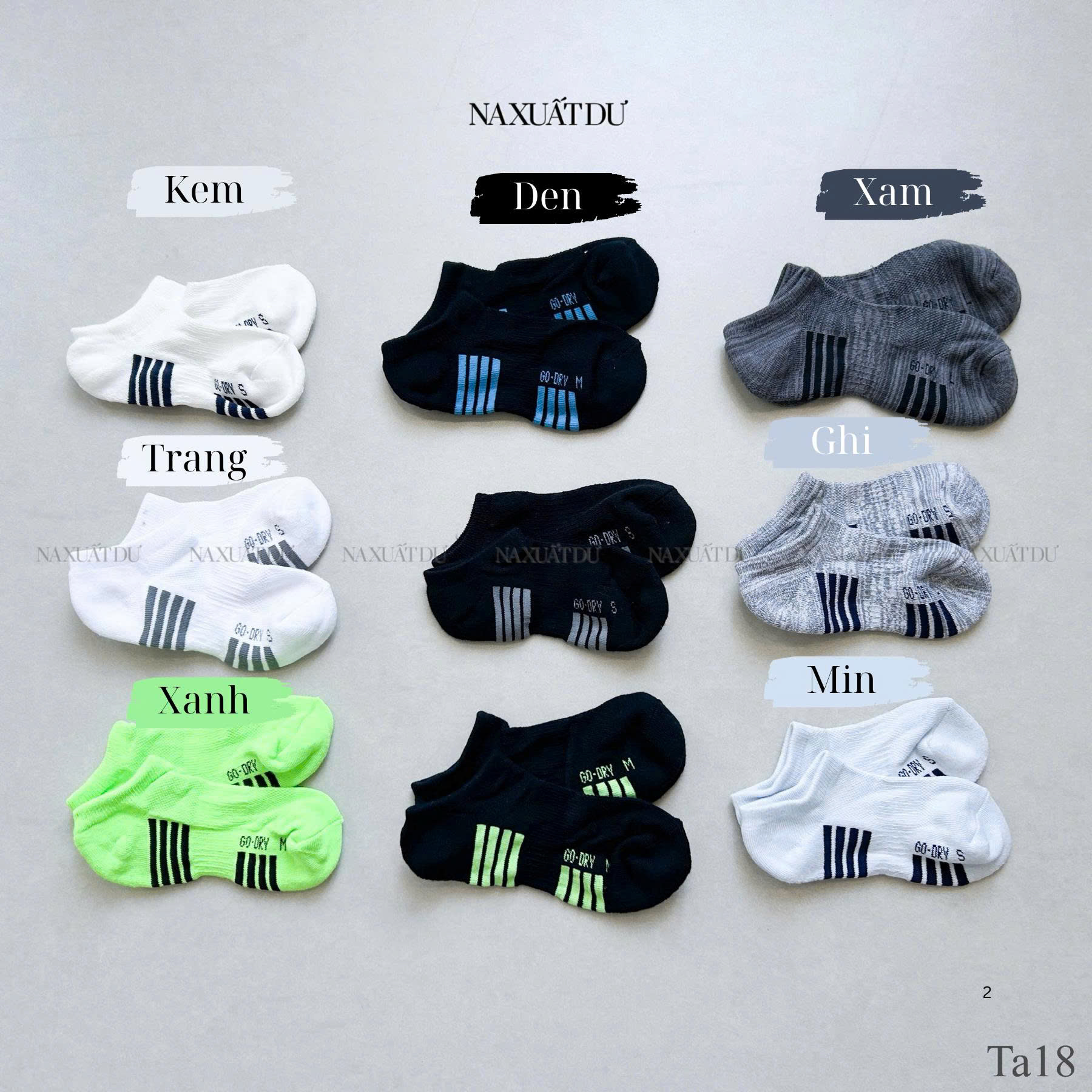 Set 10 đôi tất lười " Go Dry " mix màu ngẫu nhiên - TA18