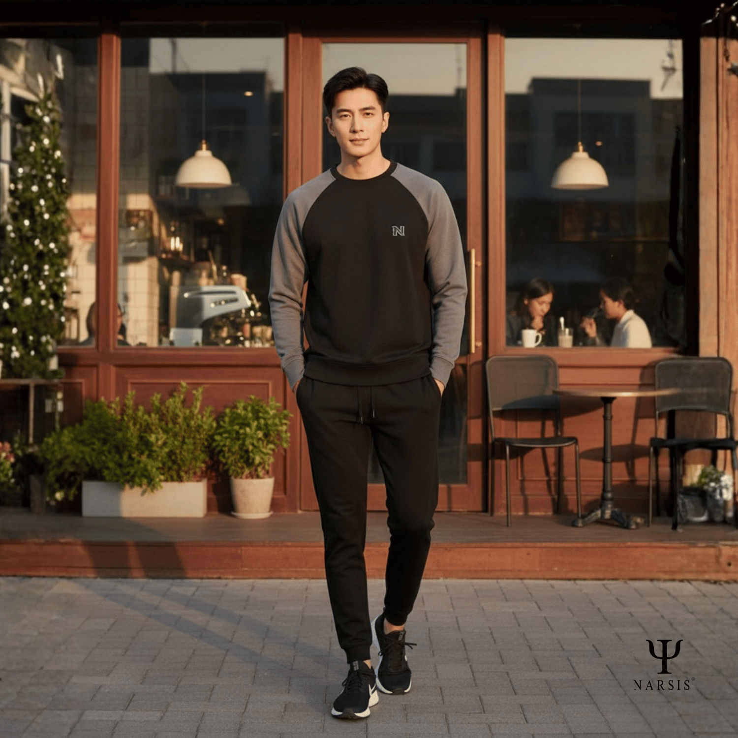 Bộ Thu Đông Nam Cotton Nỉ NARSIS Cao Cấp E25015, Bộ Đồ Nam Dài Tay Giữ Ấm, Form Thể Thao Trẻ Trung_thumbnail_3